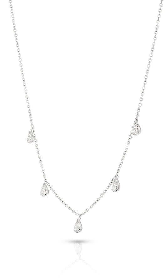 1.4ct Hanging Pear Station Necklace Solid 18ct White Gold Lab Grown Diamonds — main view