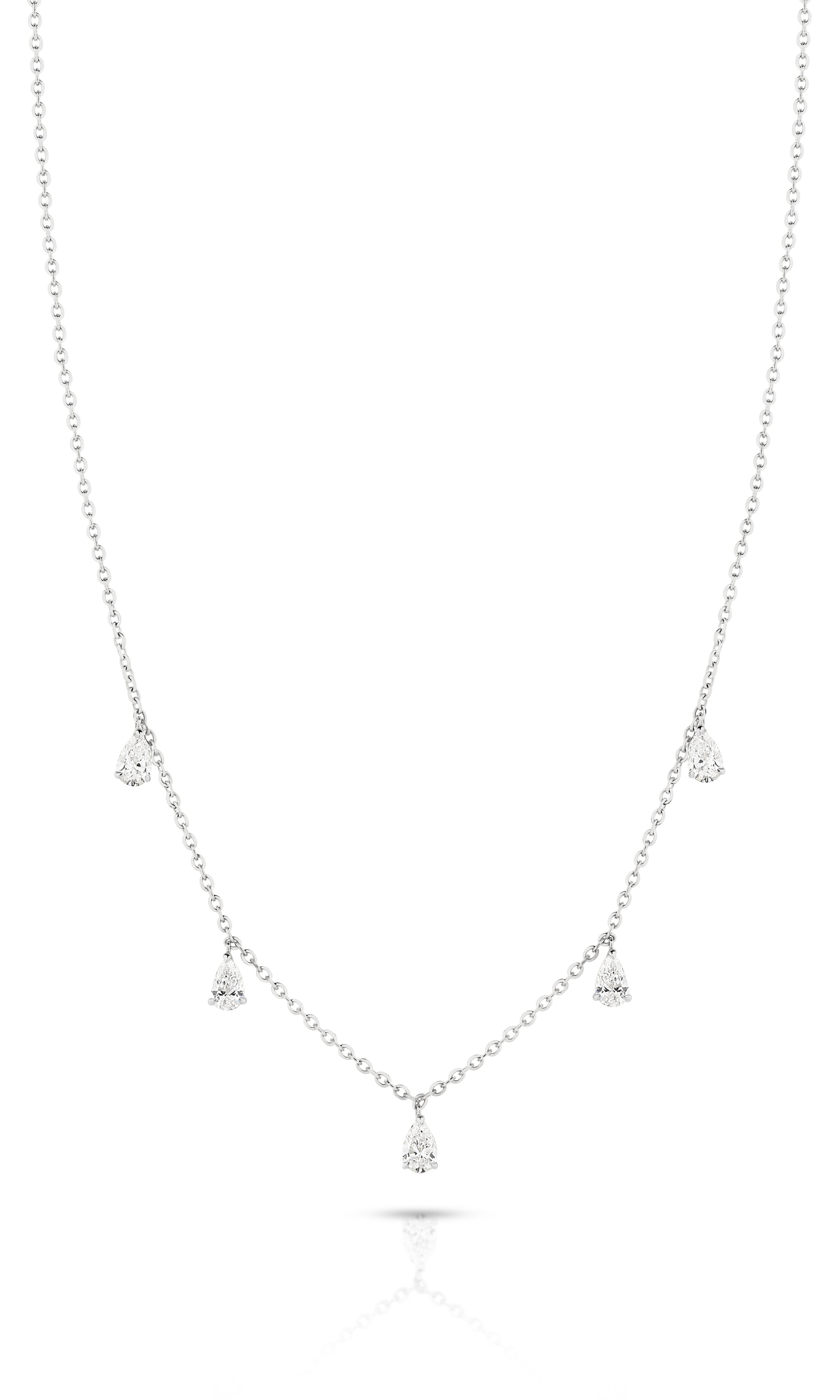 1.4ct Hanging Pear Station Necklace Solid 18ct White Gold Lab Grown Diamonds — side view