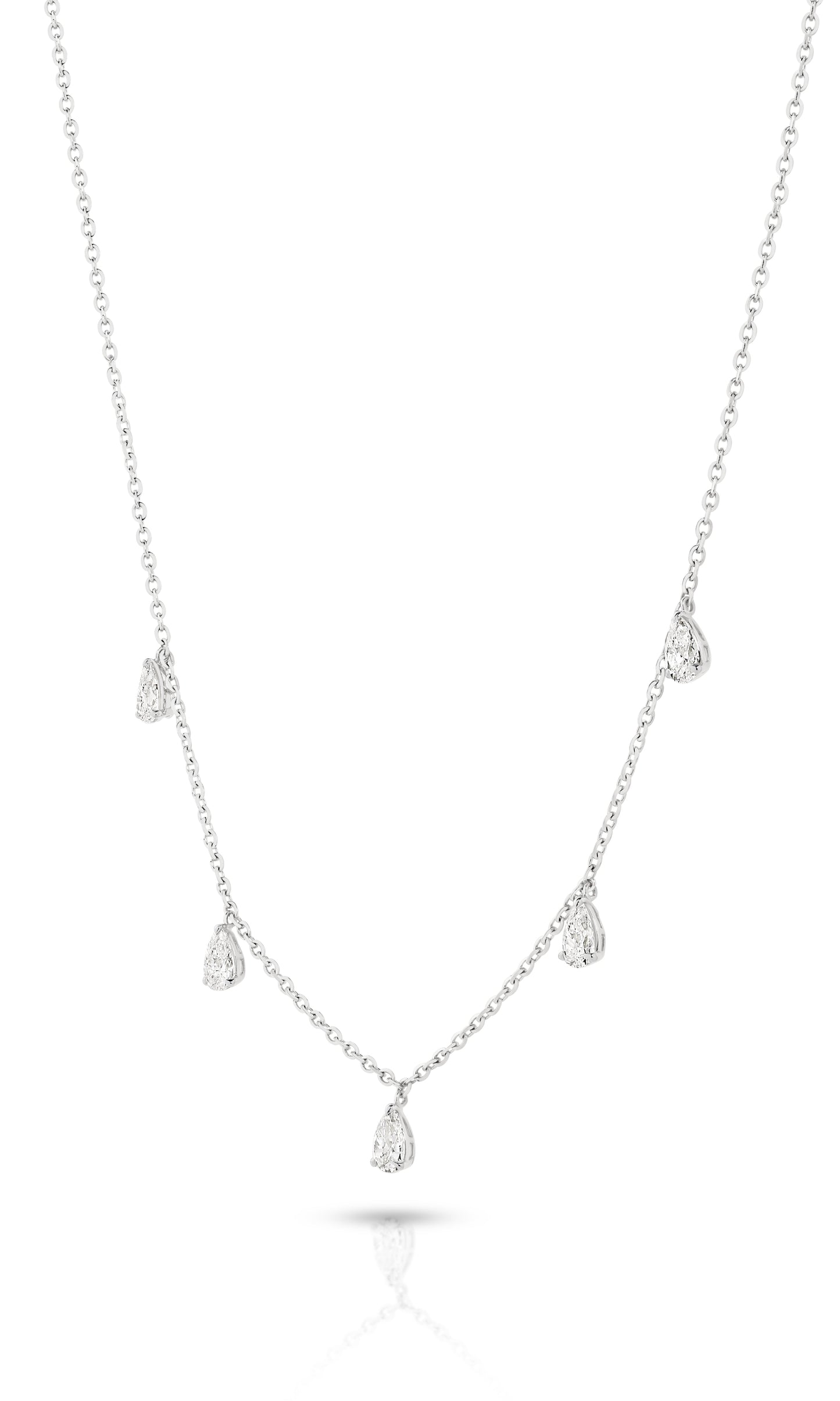 1.4ct Hanging Pear Station Necklace Solid 18ct White Gold Lab Grown Diamonds — main view