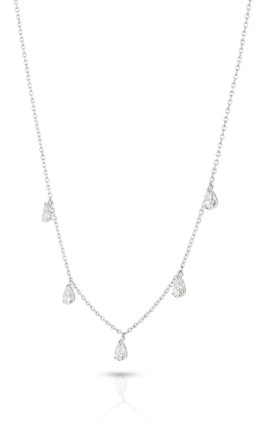 1.4ct Hanging Pear Station Necklace Solid 18ct White Gold Lab Grown Diamonds — main view