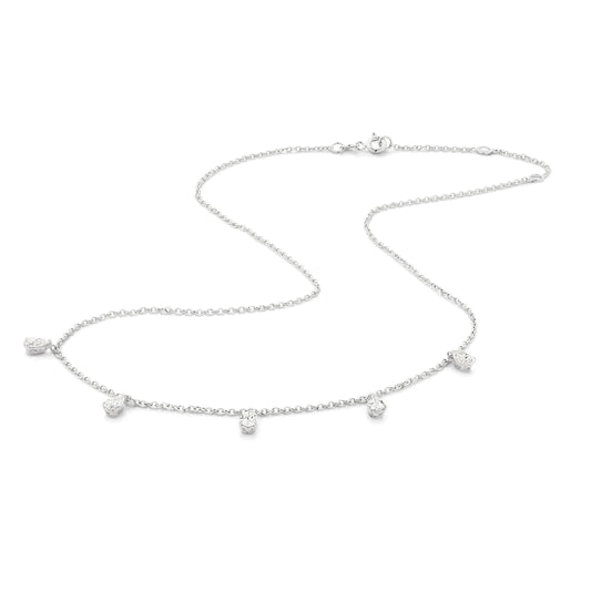 1.4ct Hanging Pear Station Necklace Solid 18ct White Gold Lab Grown Diamonds — top view