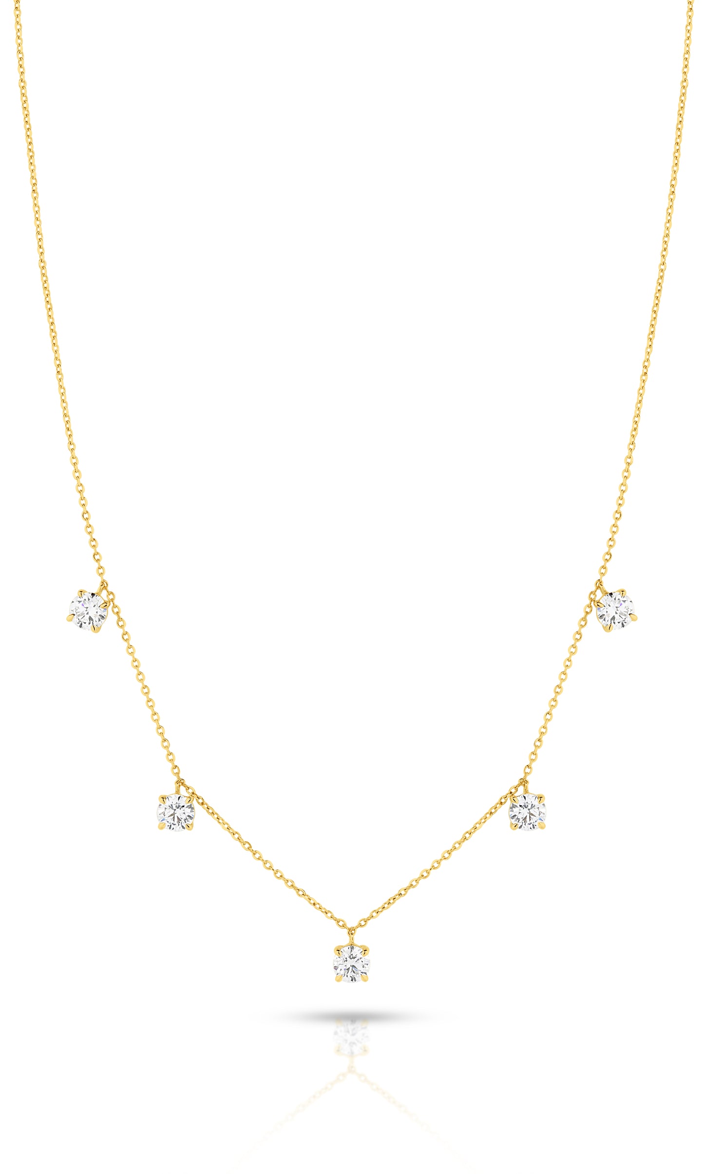 1.5ct Hanging Round Station Necklace Solid 18ct Yellow Gold Lab Grown Diamonds — side view