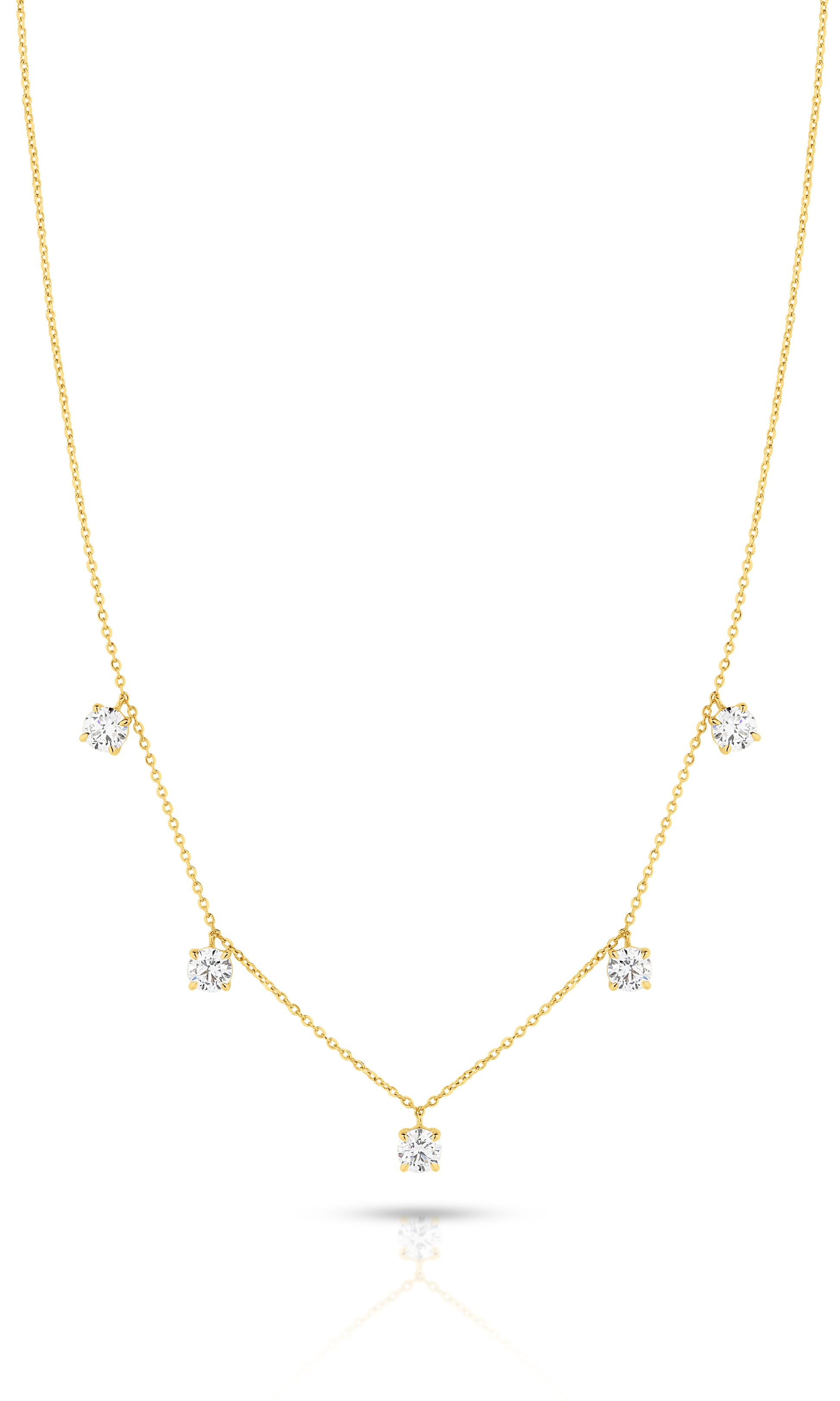 1.5ct Hanging Round Station Necklace Solid 18ct Yellow Gold Lab Grown Diamonds — side view