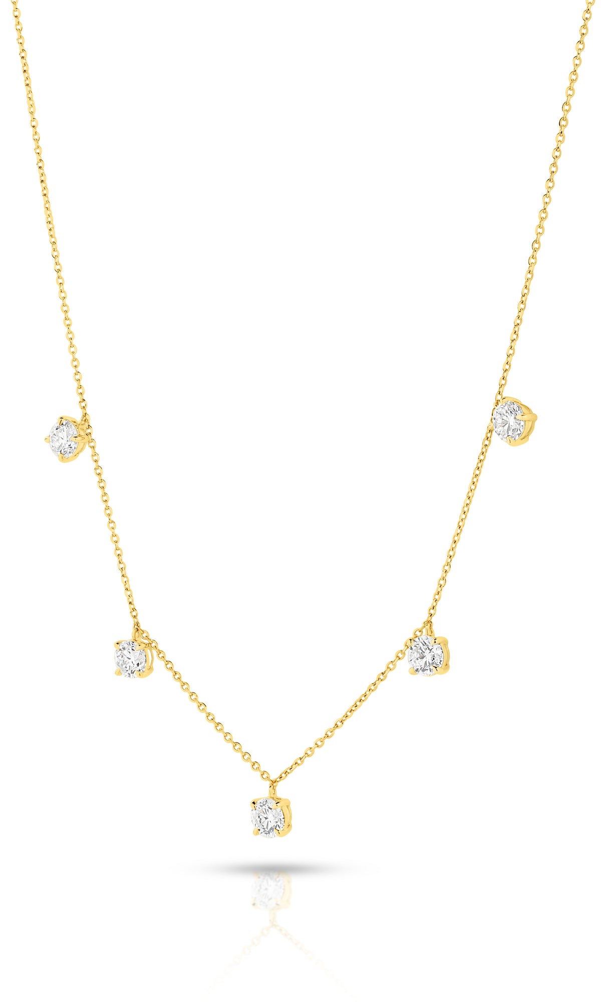 1.5ct Hanging Round Station Necklace Solid 18ct Yellow Gold Lab Grown Diamonds — main view