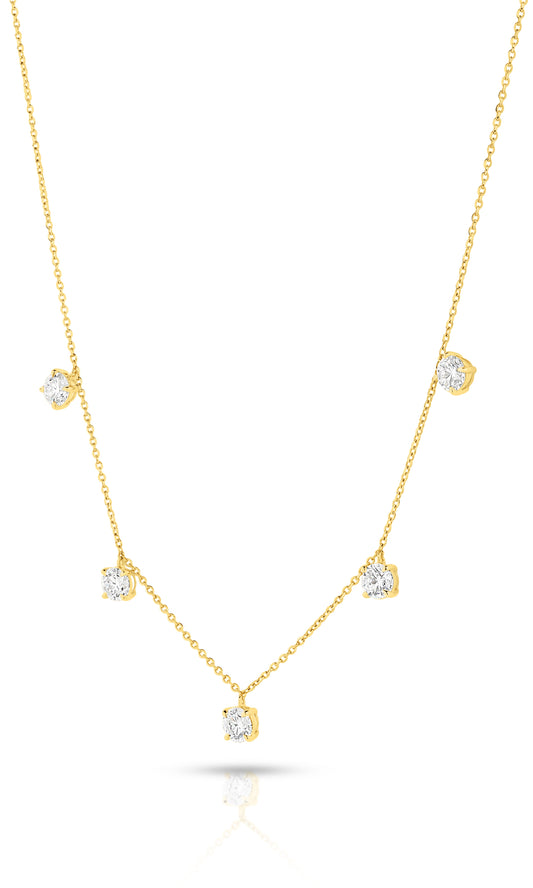 1.5ct Hanging Round Station Necklace Solid 18ct Yellow Gold Lab Grown Diamonds — main view