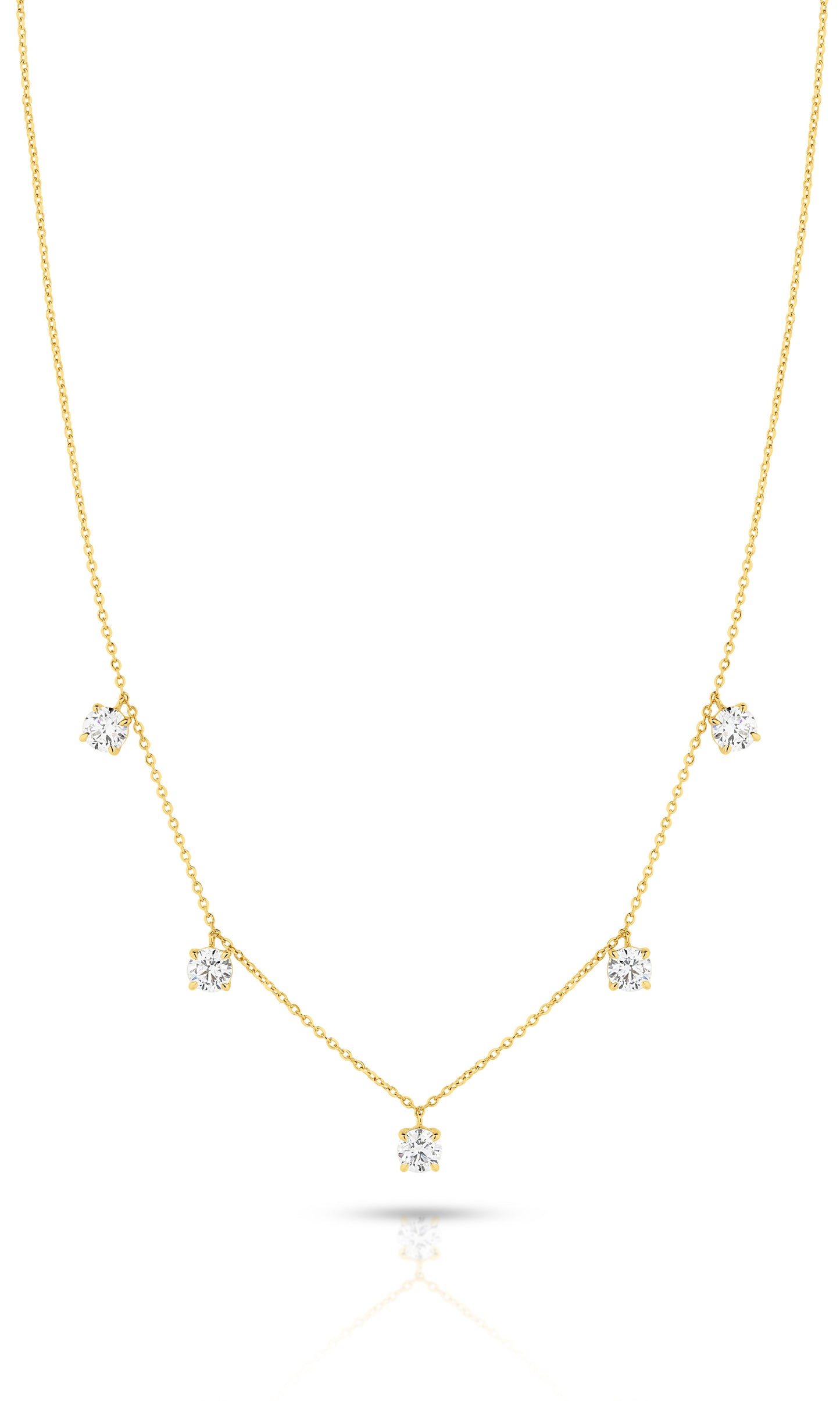 1.5ct Hanging Round Station Necklace Solid 18ct Yellow Gold Lab Grown Diamonds — side view