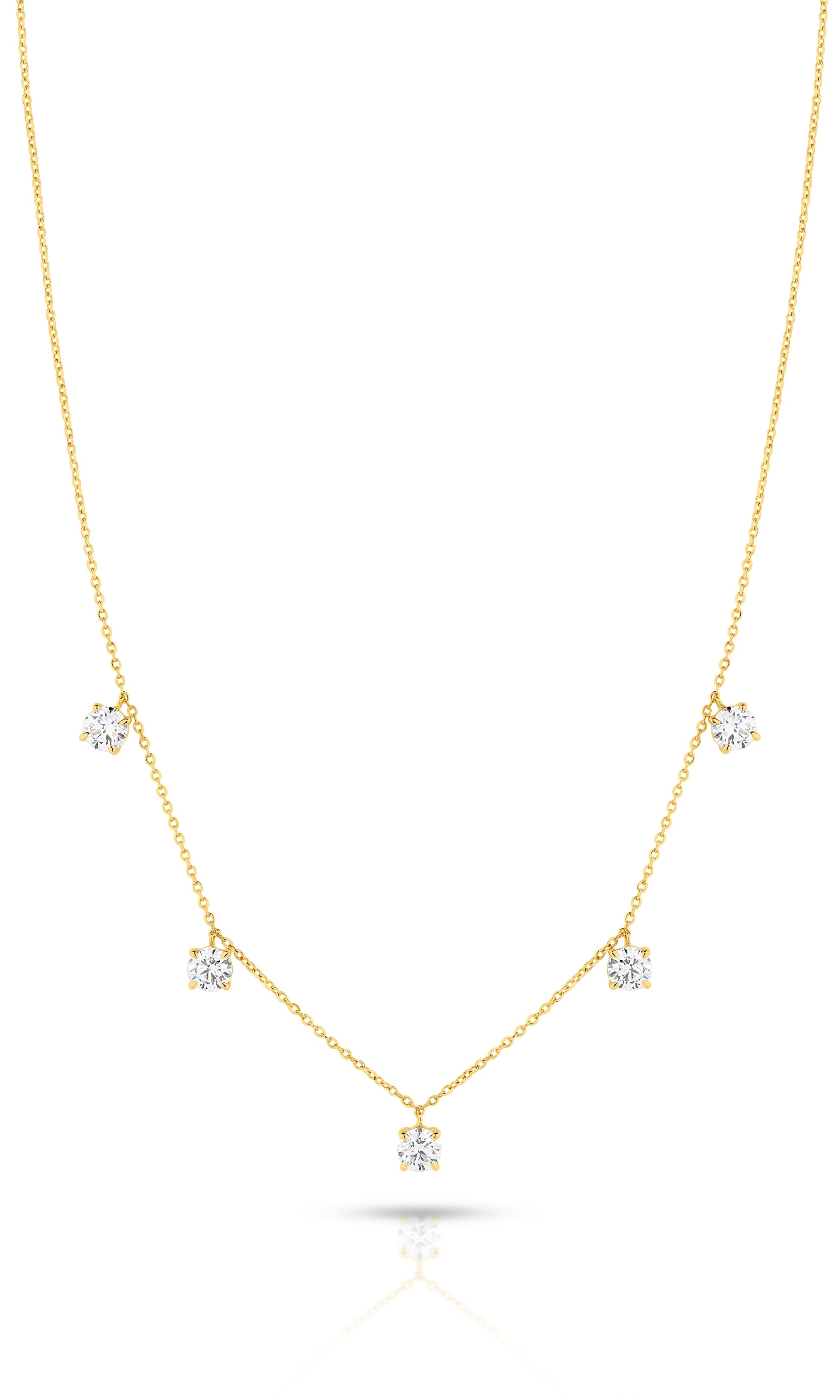 1.5ct Hanging Round Station Necklace Solid 18ct Yellow Gold Lab Grown Diamonds — side view