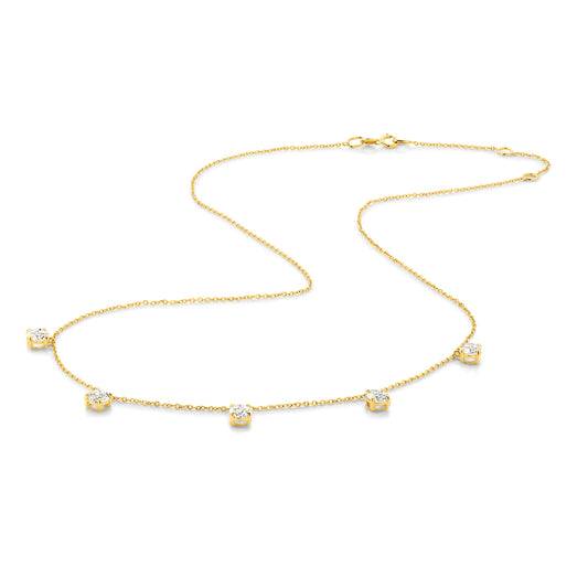 1.5ct Hanging Round Station Necklace Solid 18ct Yellow Gold Lab Grown Diamonds — top view