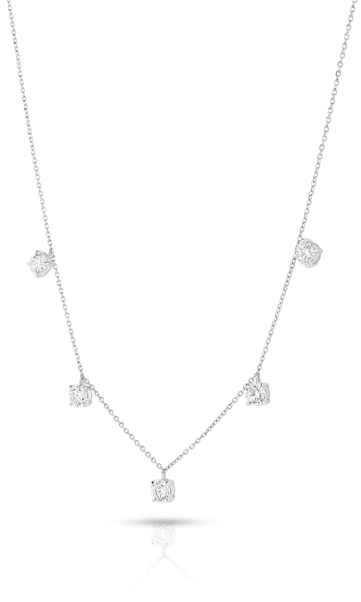 1.5ct Hanging Round Station Necklace Solid White Gold Lab Grown Diamonds — main view