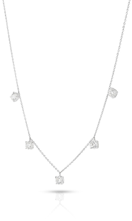 1.5ct Hanging Round Station Necklace Solid White Gold Lab Grown Diamonds — main view