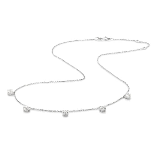 1.5ct Hanging Round Station Necklace Solid White Gold Lab Grown Diamonds — top view