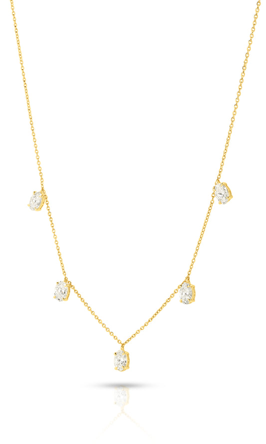 1.6ct Hanging Oval Station Necklace Solid 18ct Yellow Gold Lab Grown Diamonds — main view