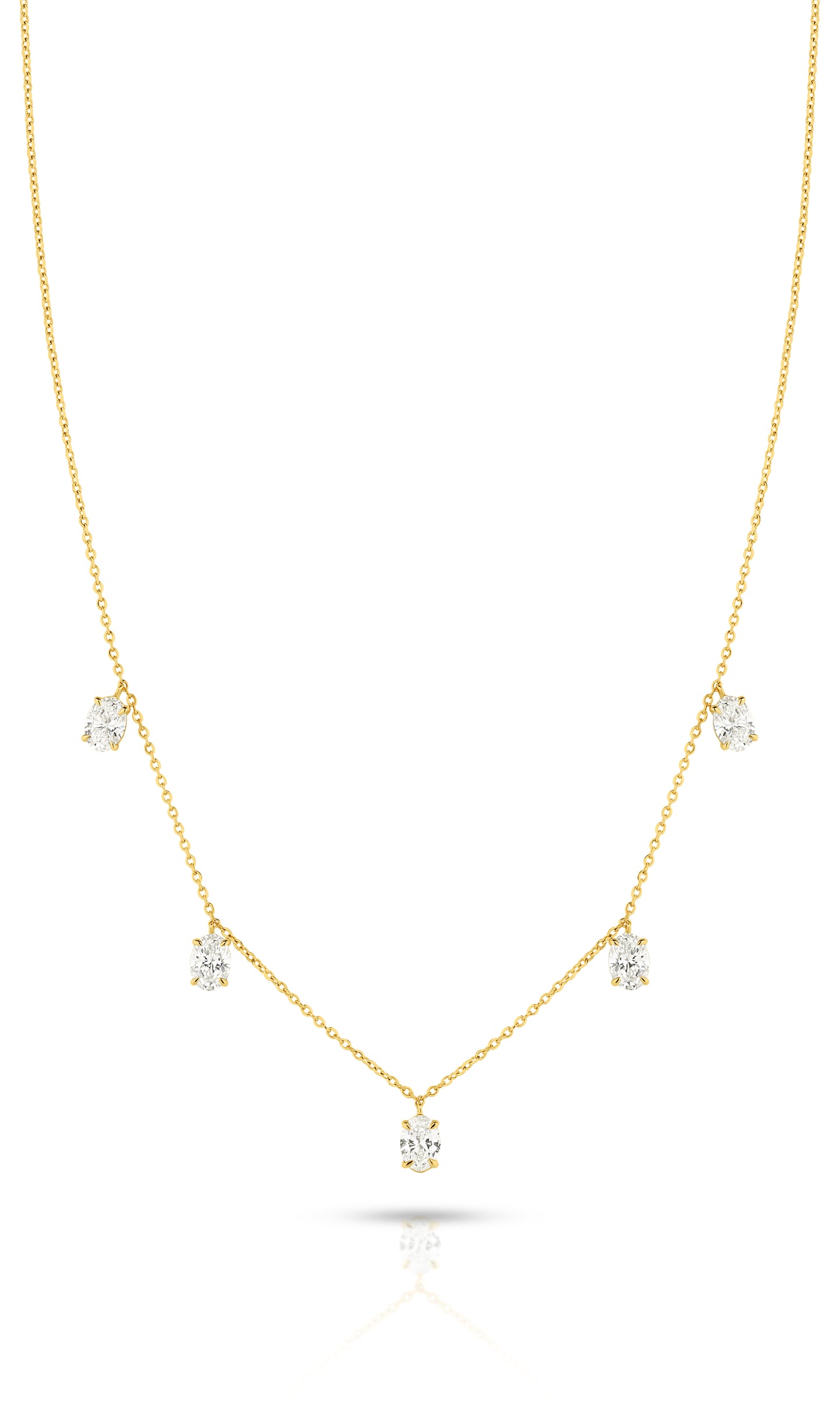 1.6ct Hanging Oval Station Necklace Solid 18ct Yellow Gold Lab Grown Diamonds — side view