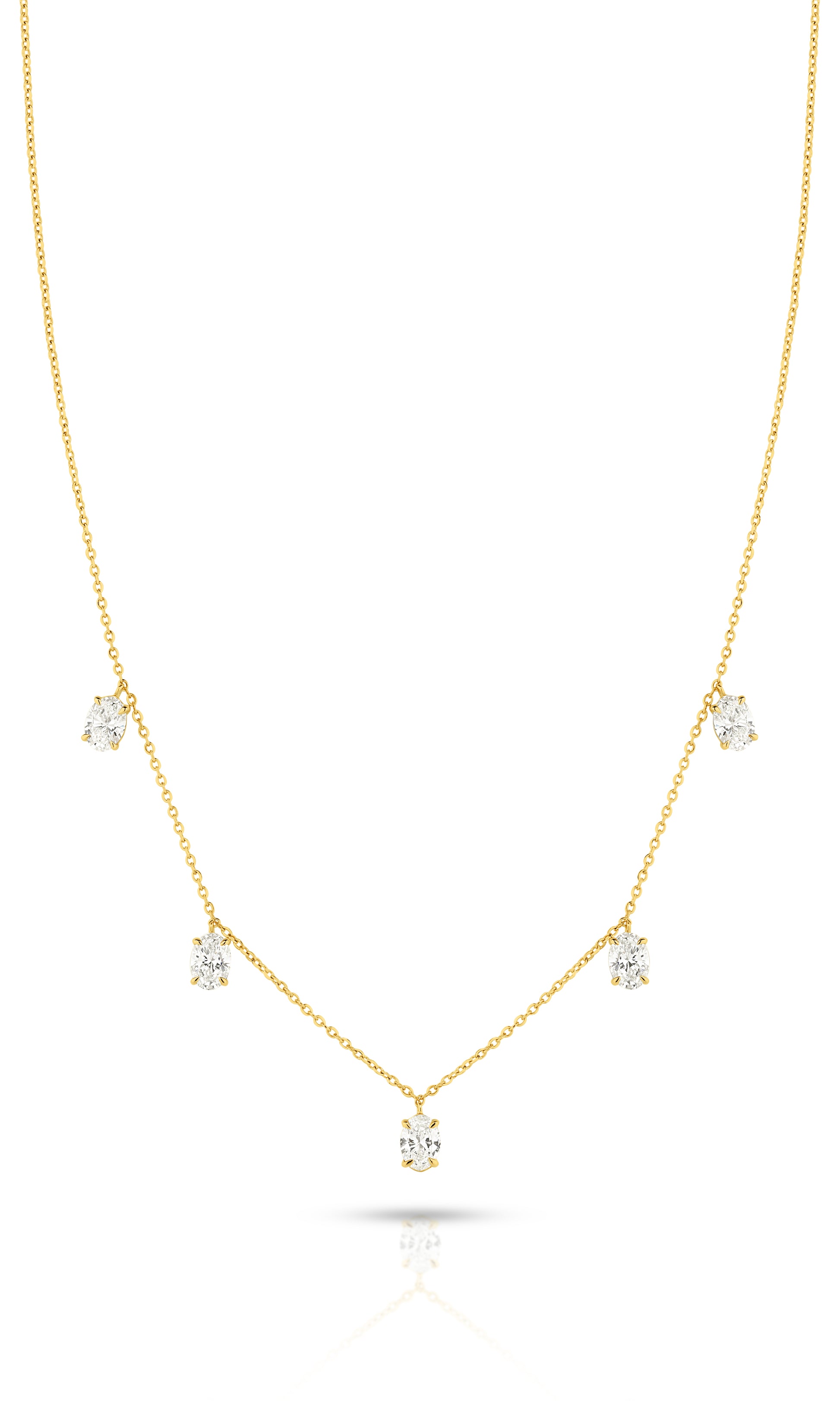 1.6ct Hanging Oval Station Necklace Solid 18ct Yellow Gold Lab Grown Diamonds — side view
