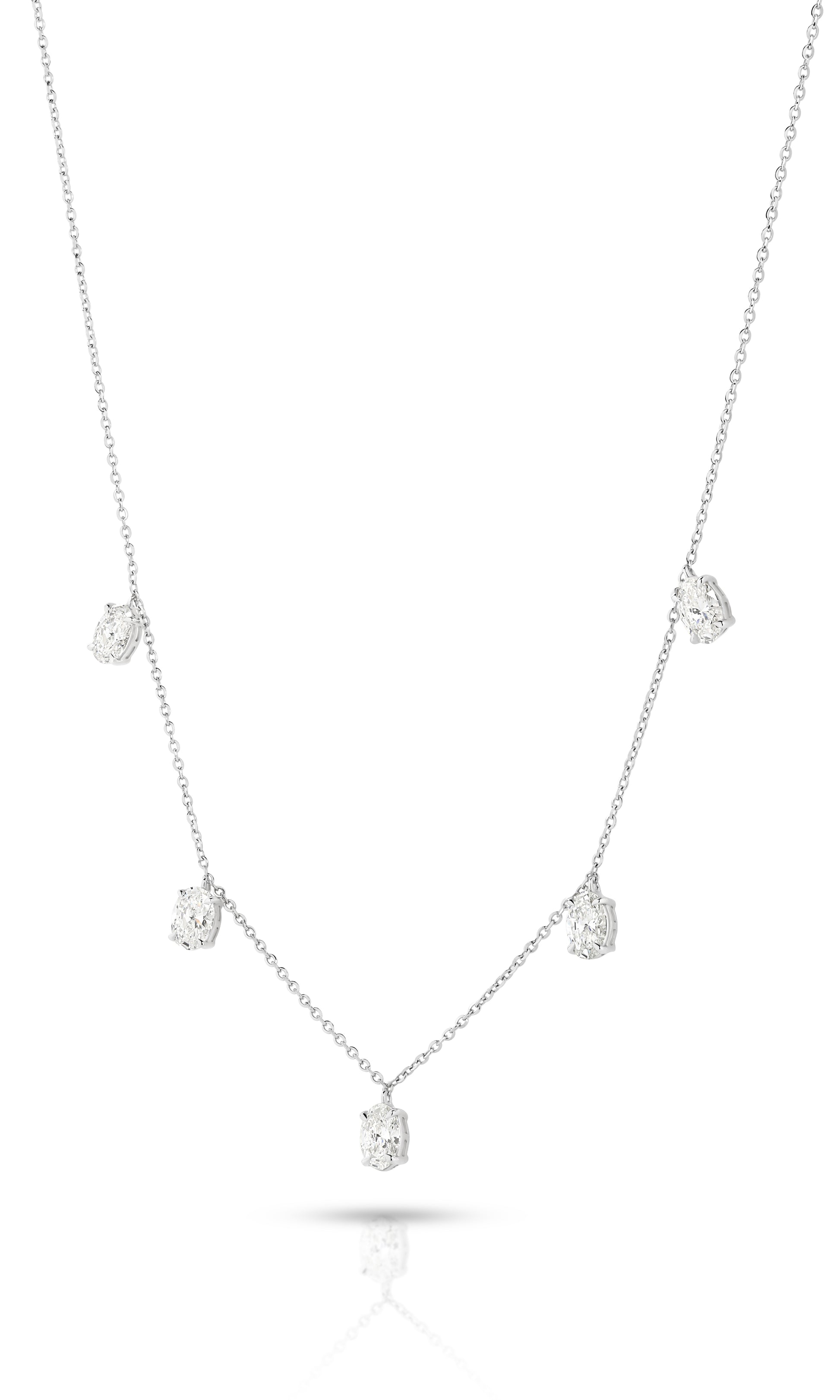 1.6ct Hanging Oval Station Necklace Solid White Gold Lab Grown Diamonds — main view
