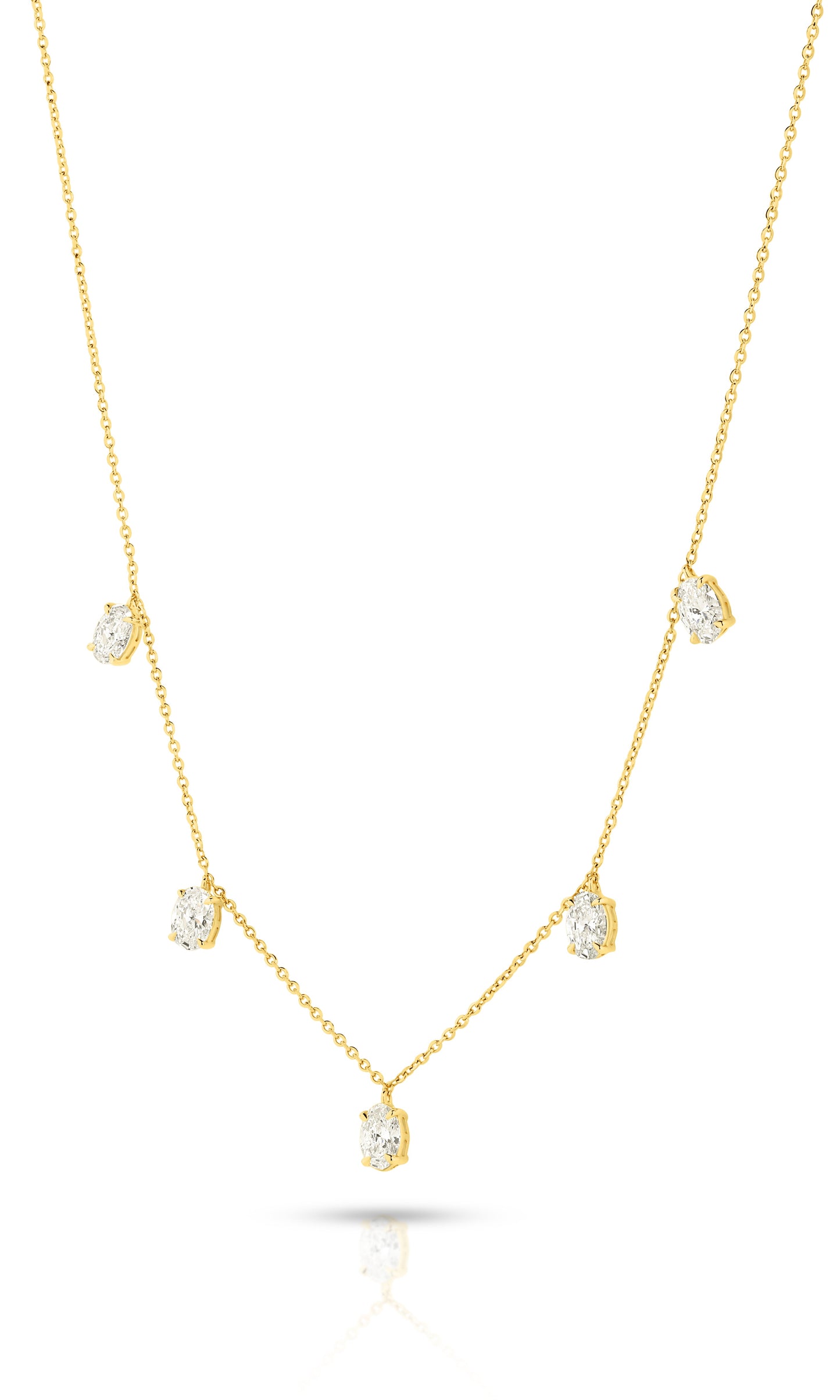 1.6ct Hanging Oval Station Necklace Solid 18ct Yellow Gold Lab Grown Diamonds — main view