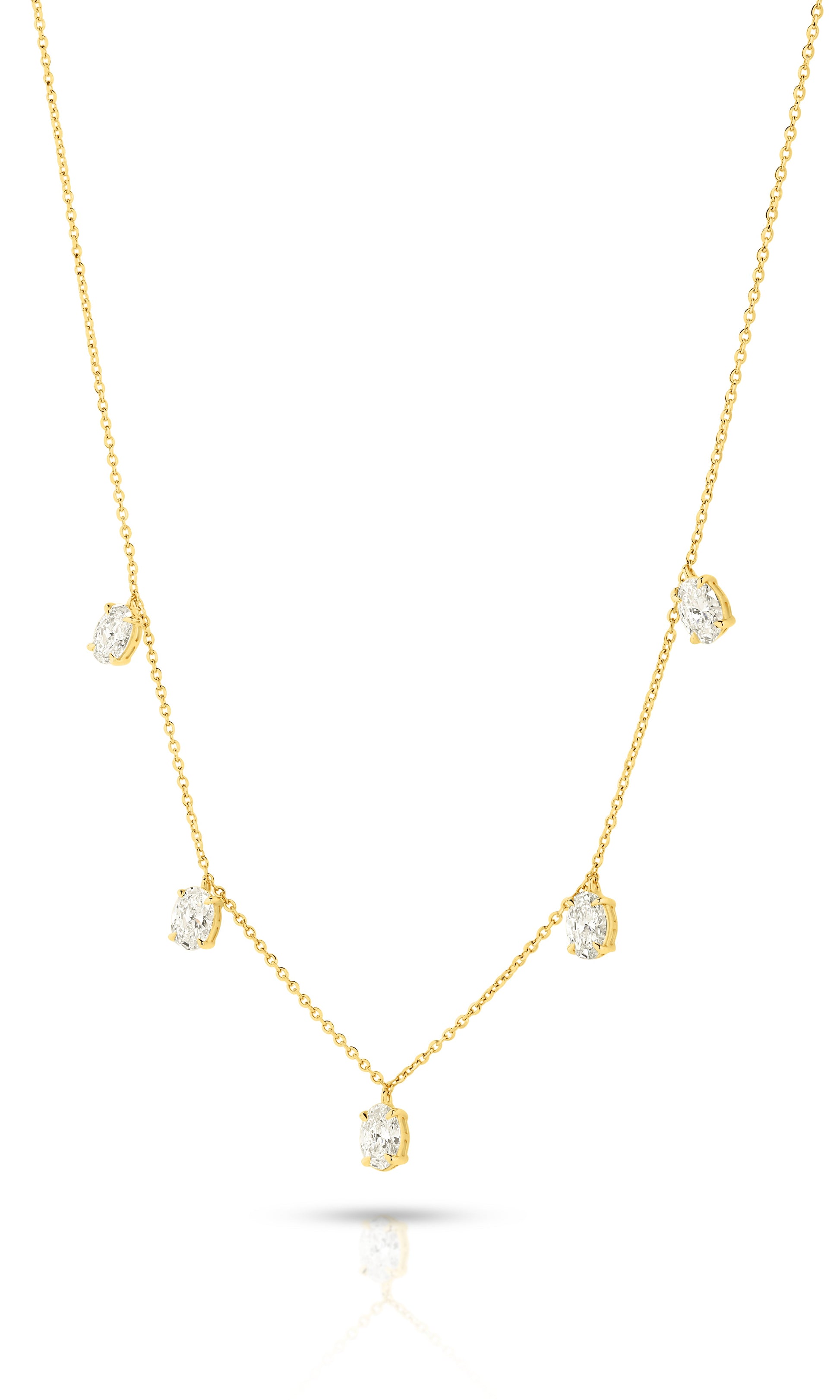 1.6ct Hanging Oval Station Necklace Solid 18ct Yellow Gold Lab Grown Diamonds — main view