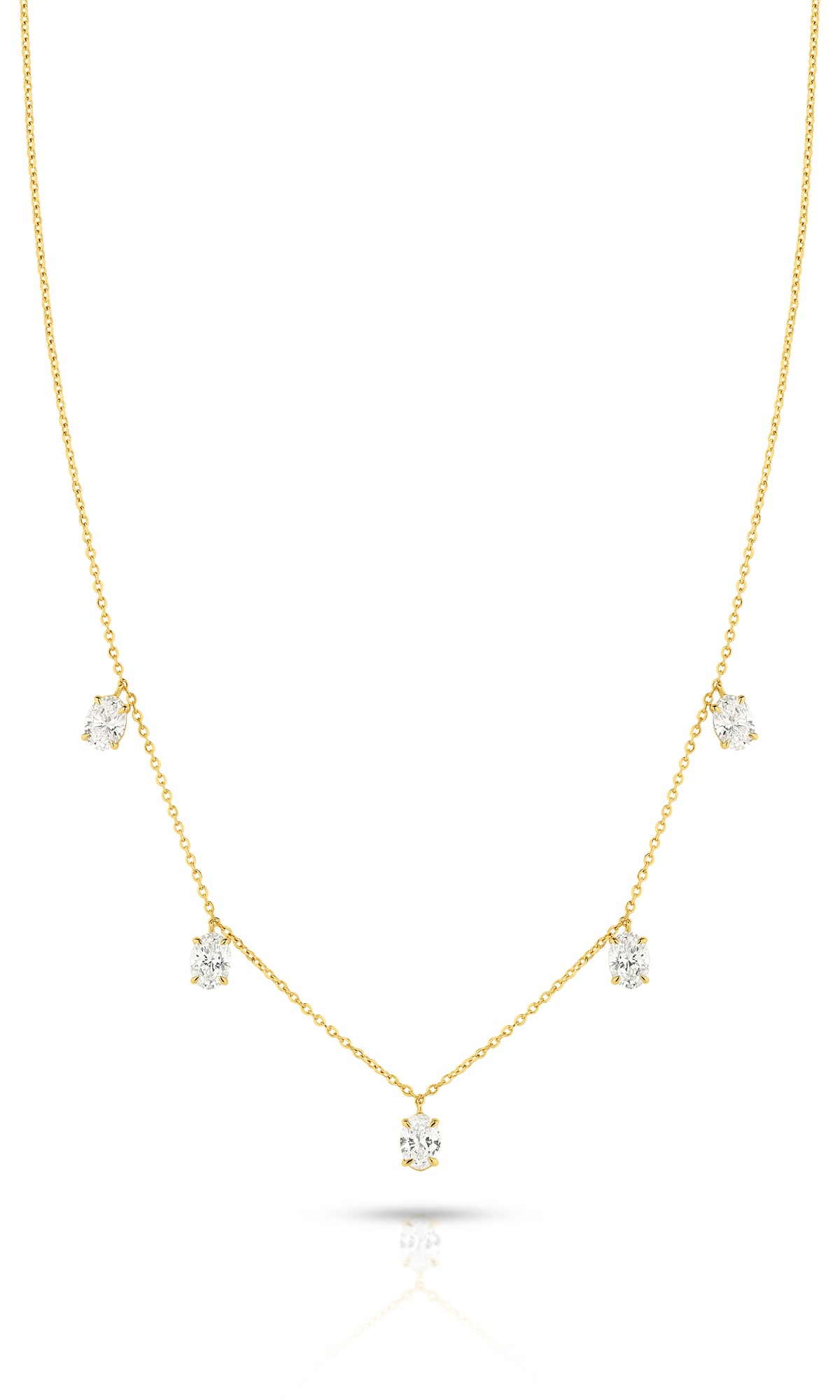 1.6ct Hanging Oval Station Necklace Solid 18ct Yellow Gold Lab Grown Diamonds — side view