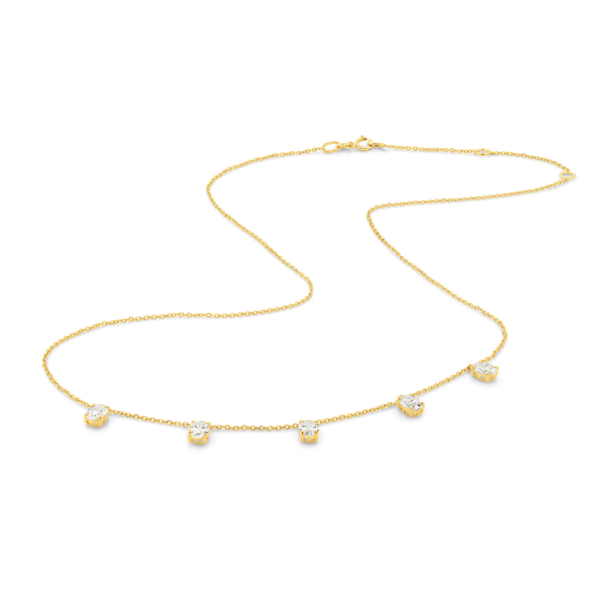 1.6ct Hanging Oval Station Necklace Solid 18ct Yellow Gold Lab Grown Diamonds — top view