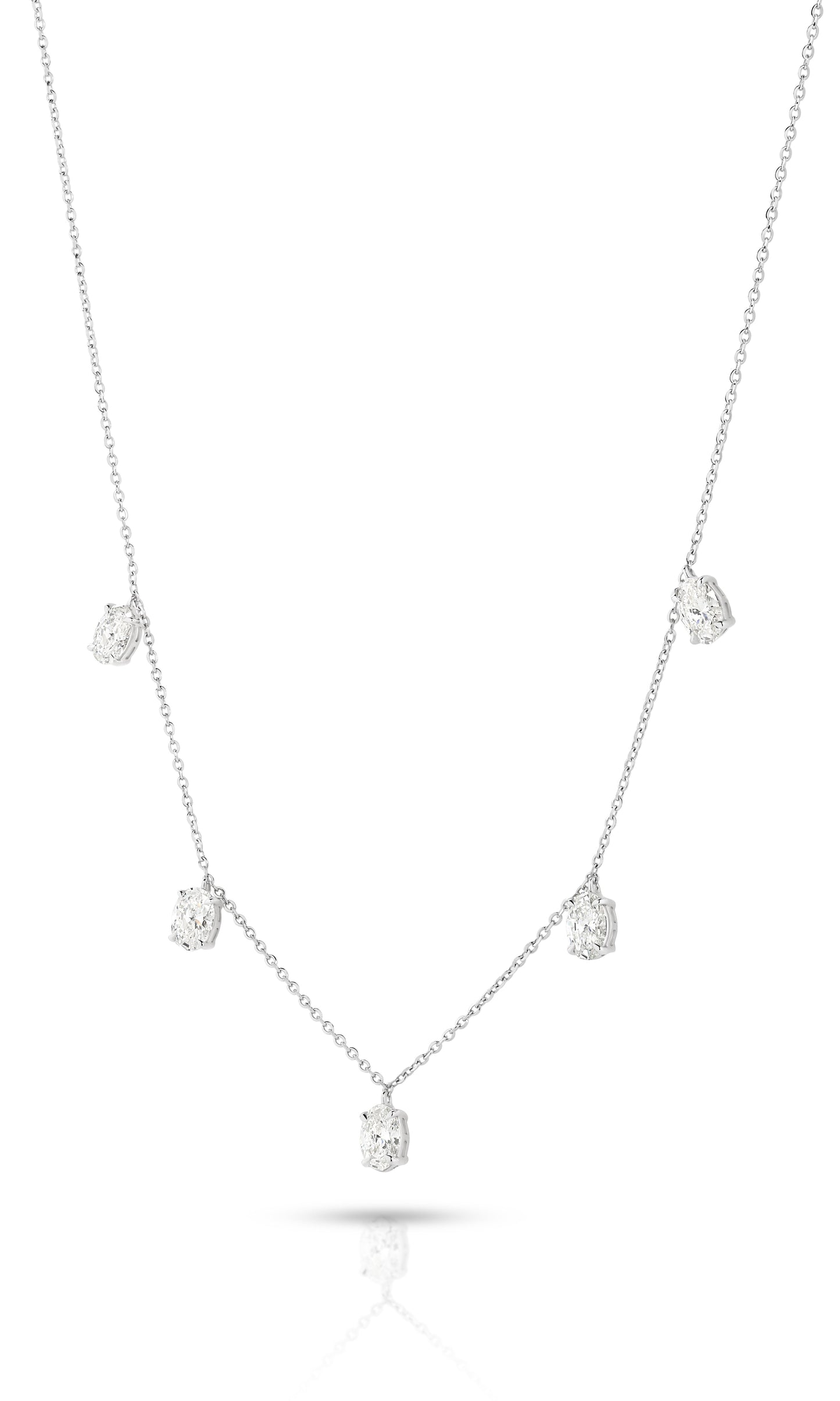 1.6ct Hanging Oval Station Necklace Solid White Gold Lab Grown Diamonds — main view