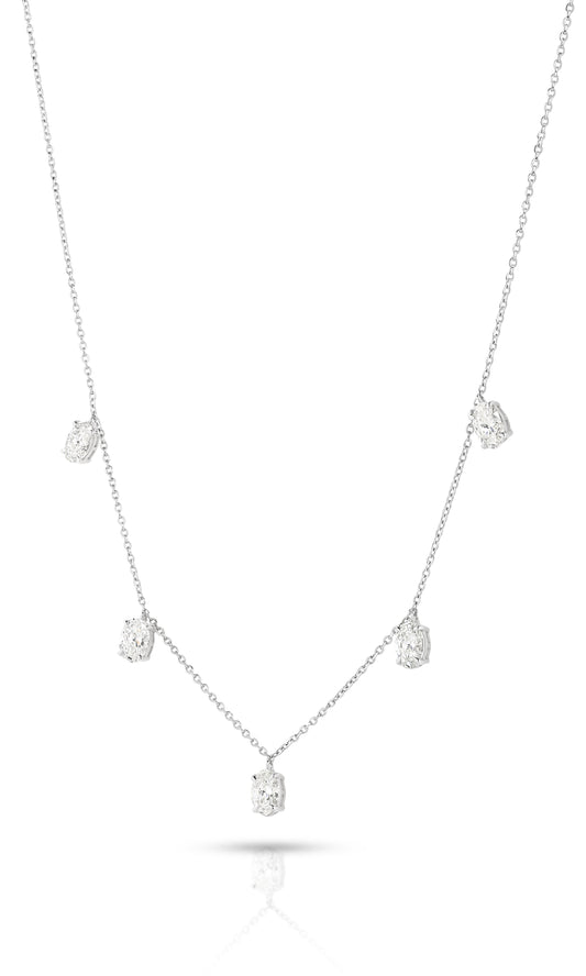 1.6ct Hanging Oval Station Necklace Solid White Gold Lab Grown Diamonds — main view