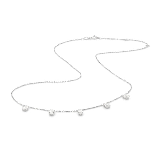 1.6ct Hanging Oval Station Necklace Solid White Gold Lab Grown Diamonds — top view