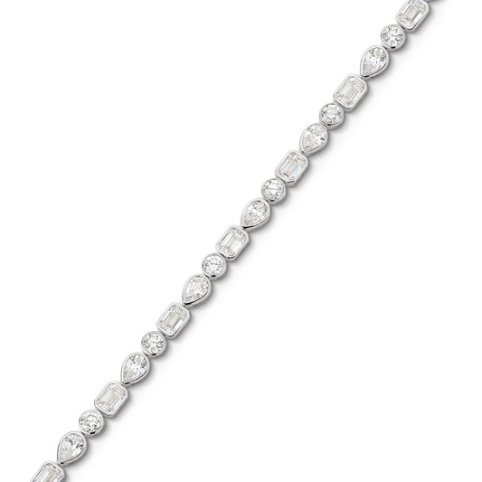 10.3ct Mixed Shape Bezel Tennis Bracelet Solid 9ct White Gold Lab Grown Diamonds — top view