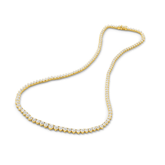 14.6ct Graduated Riviera Necklace Solid 9ct Yellow Gold Lab Grown Diamonds — top view