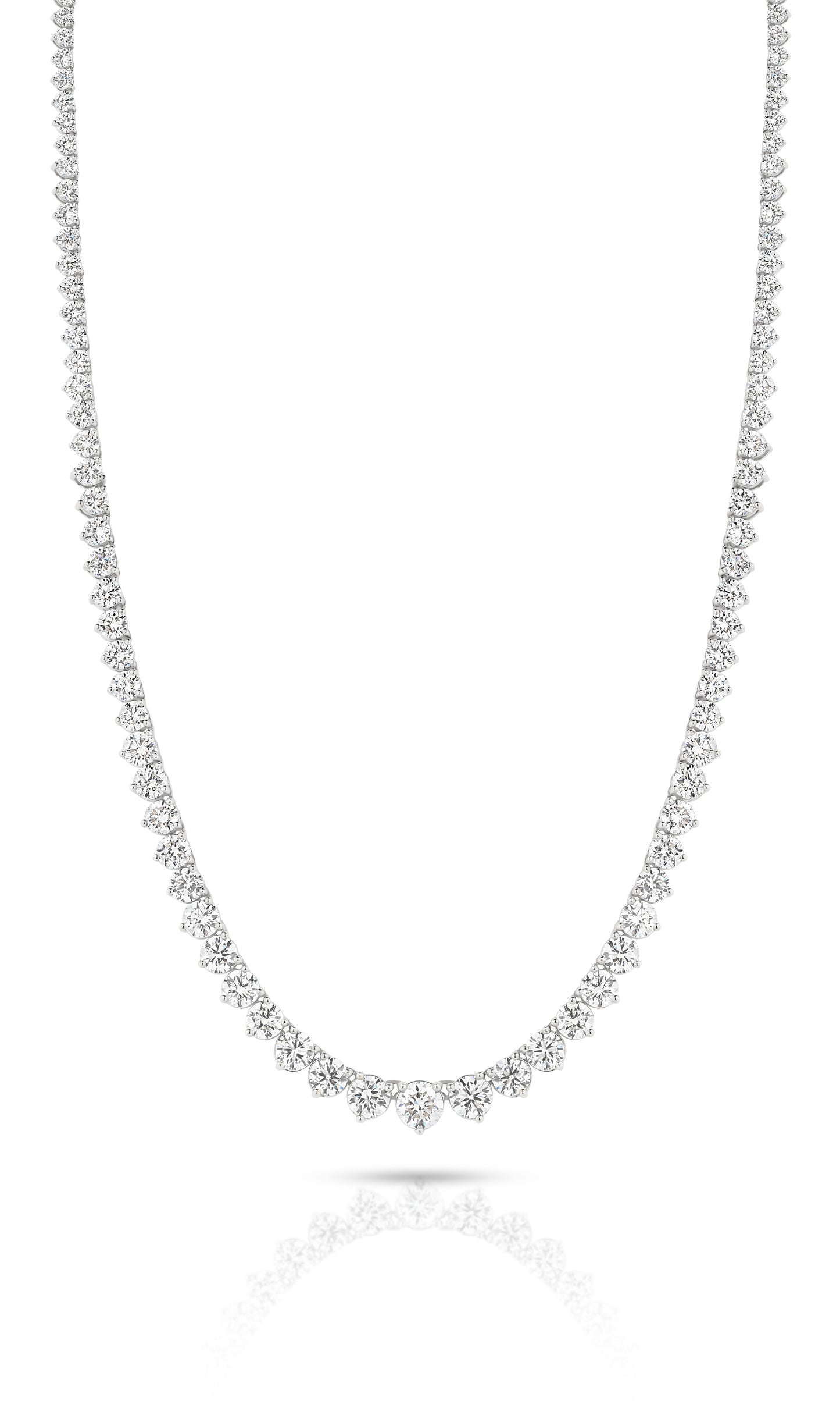15.2ct Graduated Riviera Necklace Solid 9ct White Gold Lab Grown Diamonds — main view