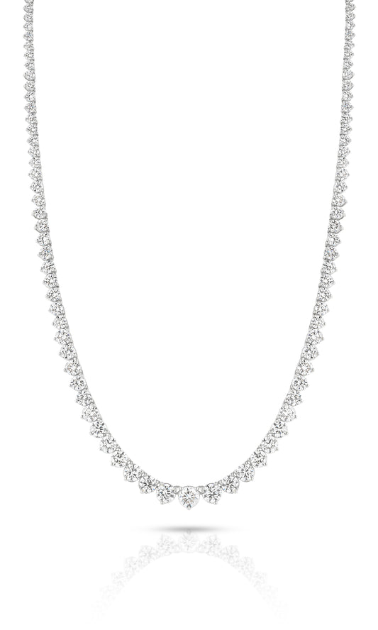 15.2ct Graduated Riviera Necklace Solid 9ct White Gold Lab Grown Diamonds — main view