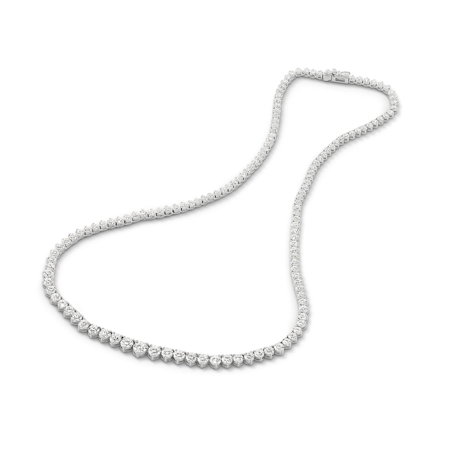 15.2ct Graduated Riviera Necklace Solid 9ct White Gold Lab Grown Diamonds — top view