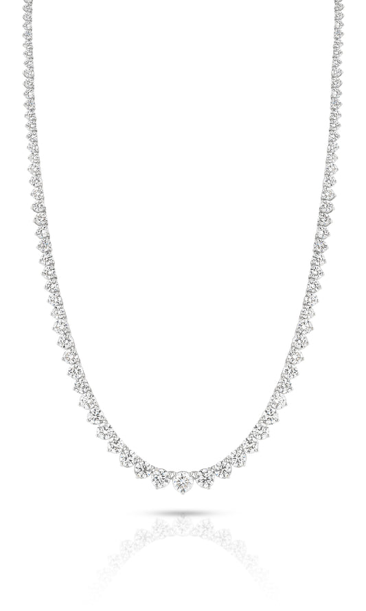 15.2ct Graduated Riviera Necklace Solid 9ct White Gold Lab Grown Diamonds — main view