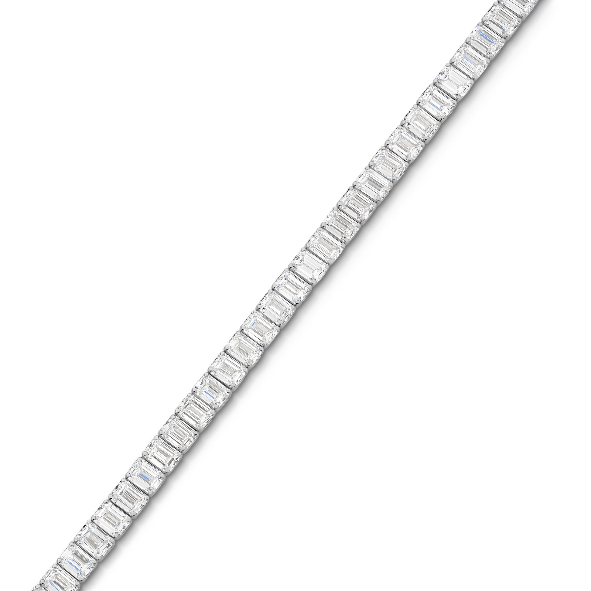 15ct Emerald Bezel Tennis Bracelet Solid 9ct White Gold Lab Grown Diamonds — side view