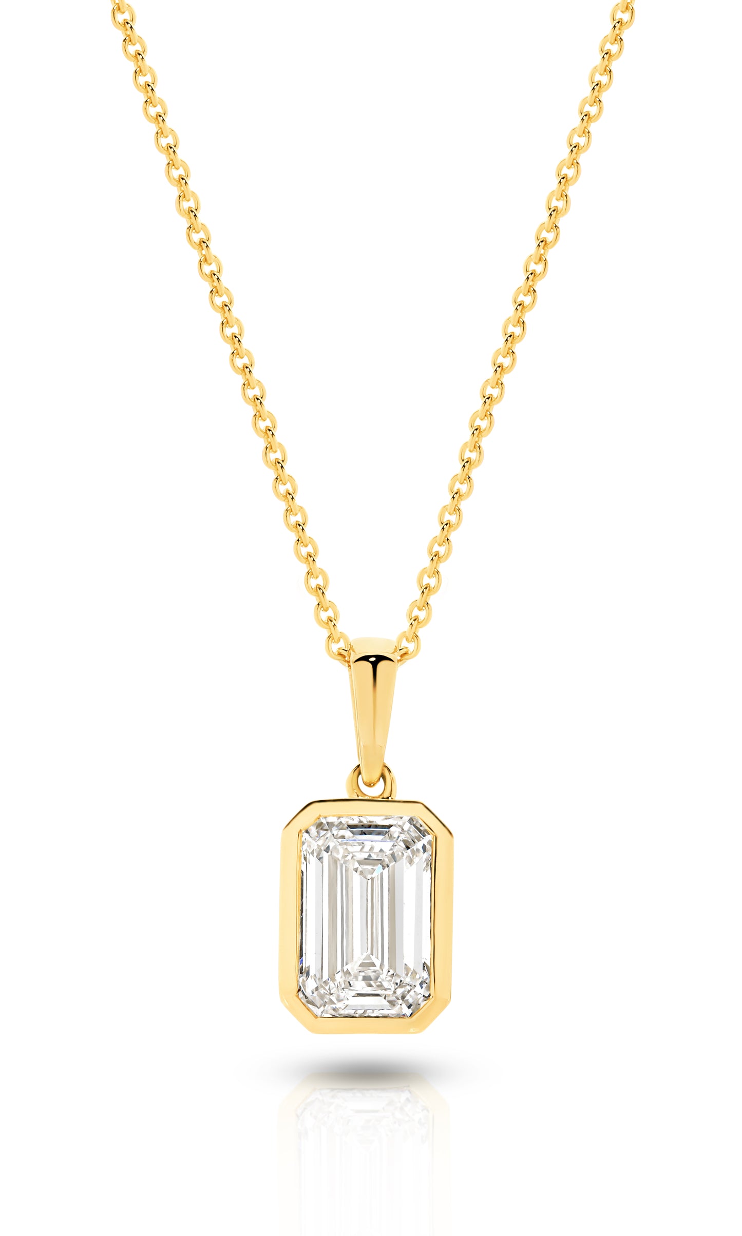 1ct Emerald Bezel Pendant Solid Yellow Gold Lab Grown Diamonds — main view
