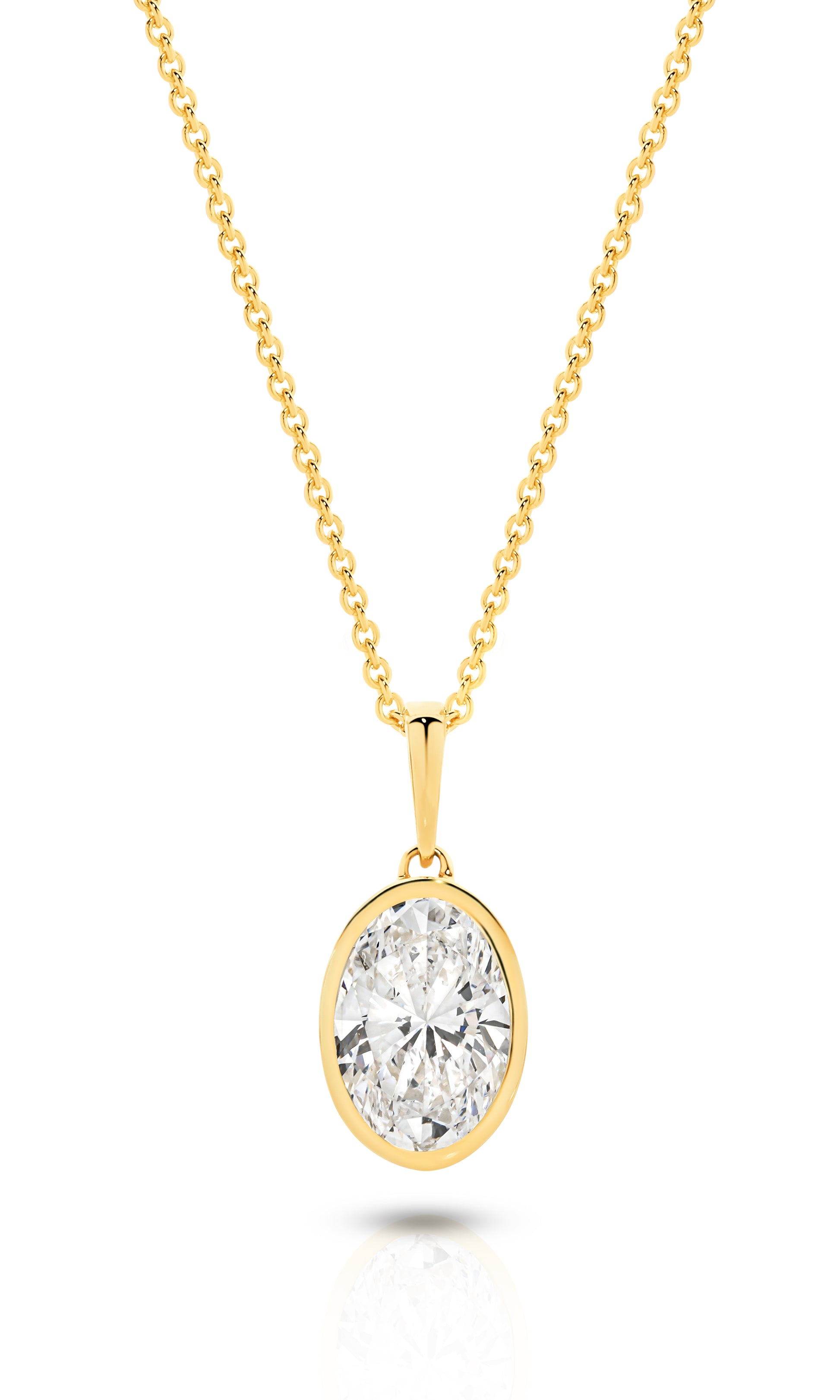 1ct Oval Bezel Pendant Solid Yellow Gold Lab Grown Diamonds — main view
