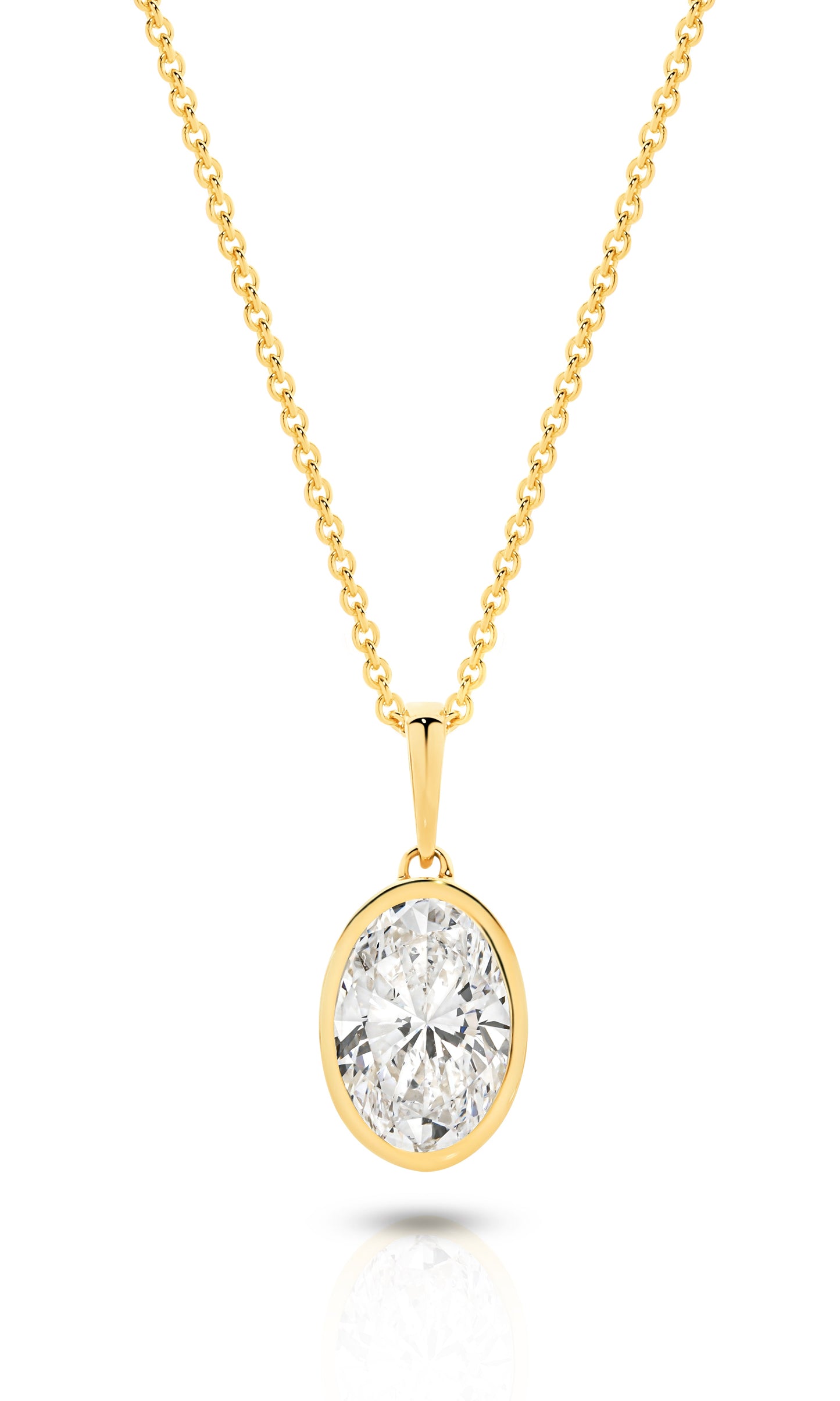 1ct Oval Bezel Pendant Solid Yellow Gold Lab Grown Diamonds — main view