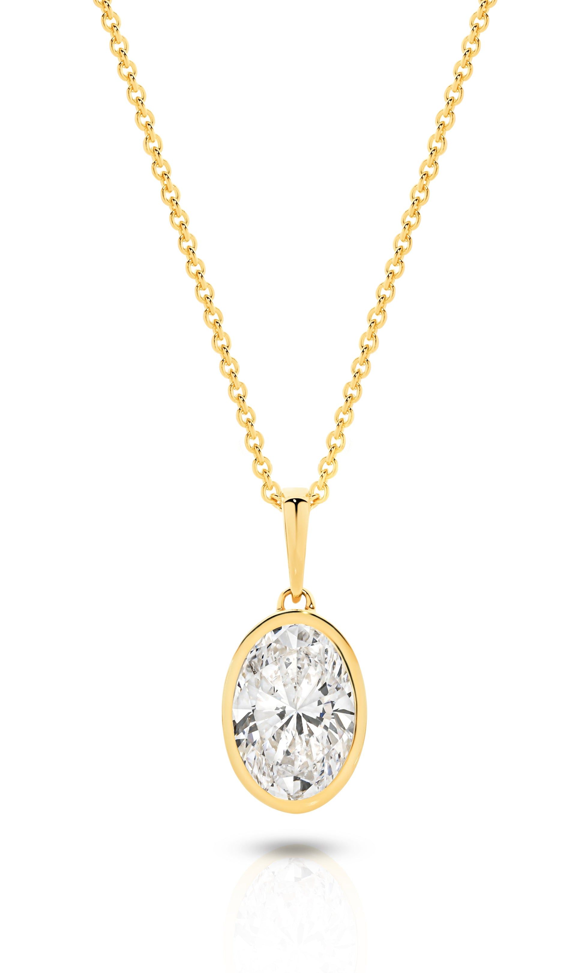 1ct Oval Bezel Pendant Solid Yellow Gold Lab Grown Diamonds — main view