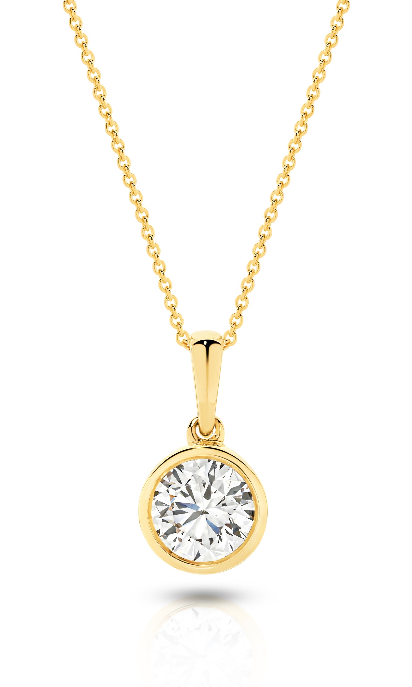 1ct Round Bezel Pendant Solid Yellow Gold Lab Grown Diamonds — main view