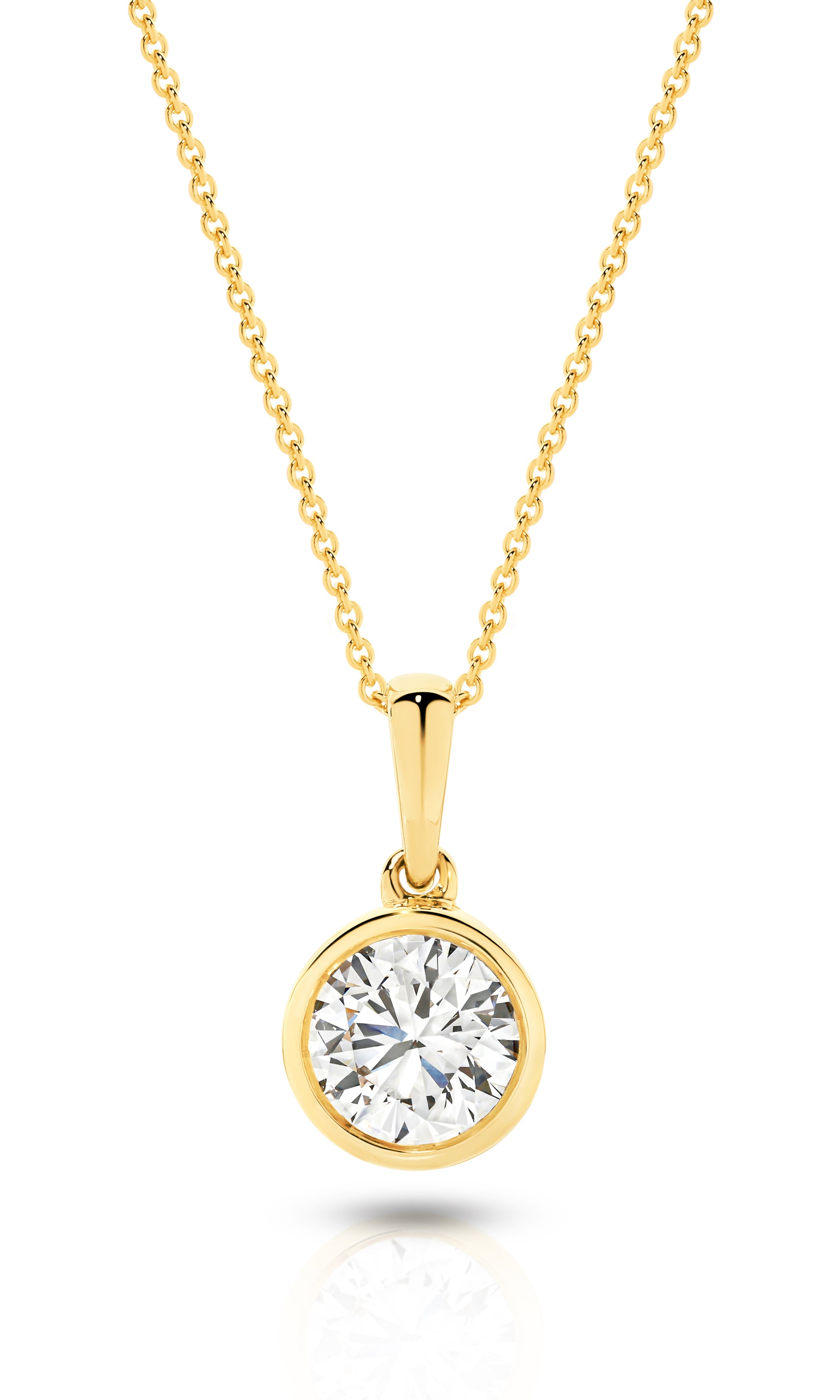 1ct Round Bezel Pendant Solid Yellow Gold Lab Grown Diamonds — main view