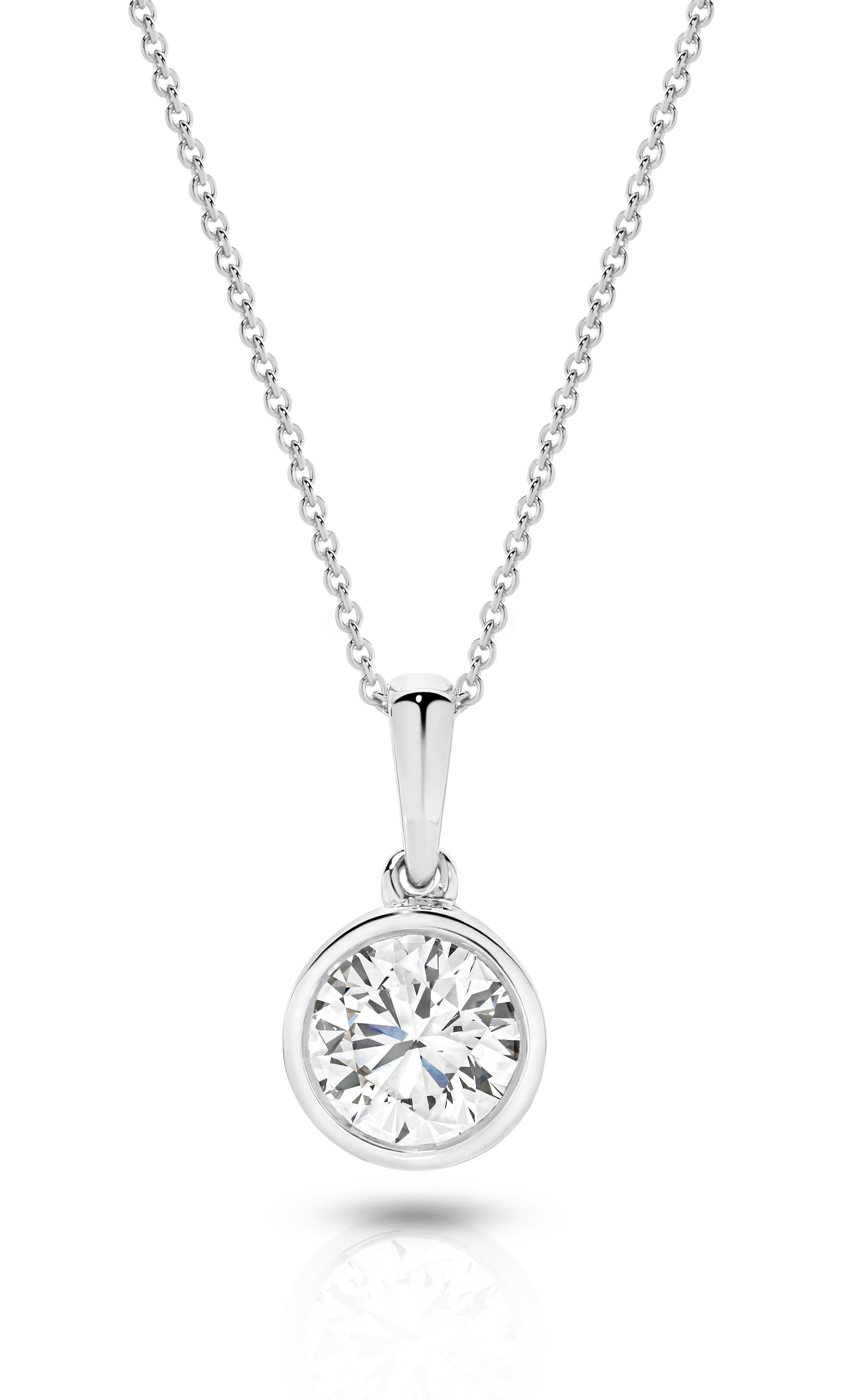 1ct Round Bezel Pendant Solid White Gold Lab Grown Diamonds — main view