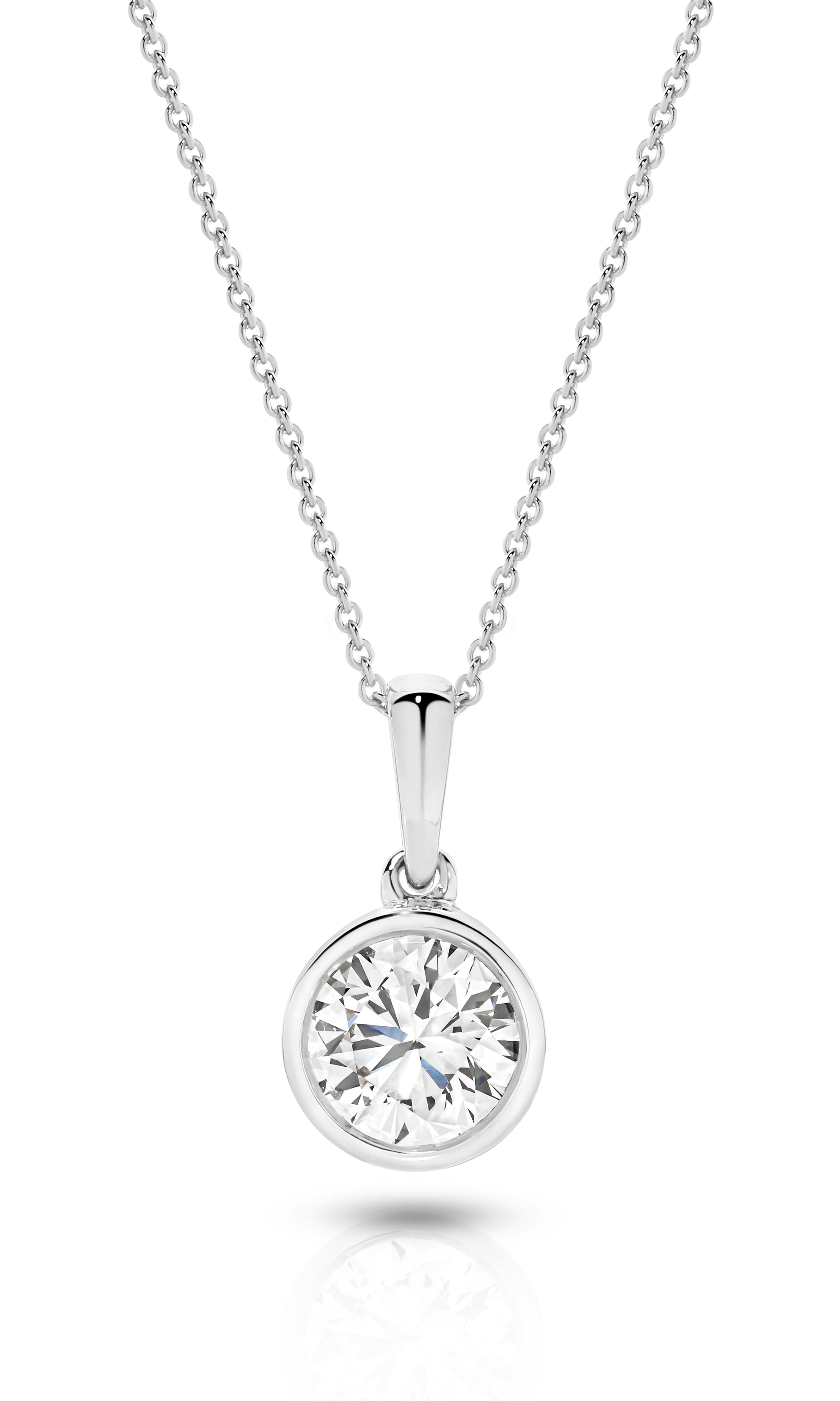 1ct Round Bezel Pendant Solid White Gold Lab Grown Diamonds — main view