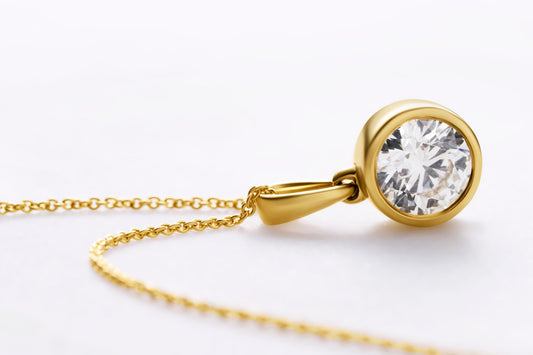1ct Round Bezel Pendant Solid Yellow Gold Lab Grown Diamonds — top view