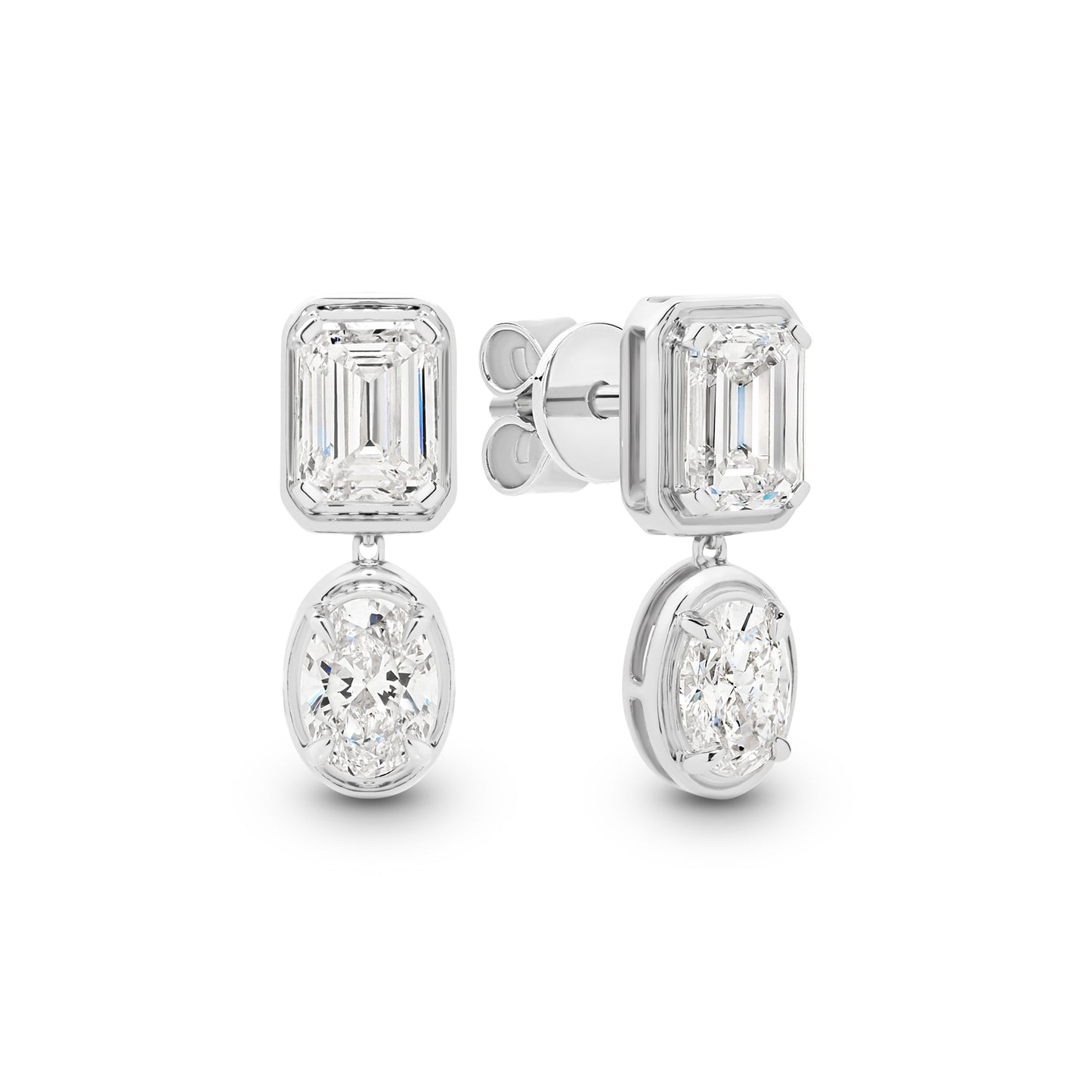 2.4ct Mixed Shape Bezel Stud Earrings Solid 9ct White Gold Lab Grown Diamonds — main view