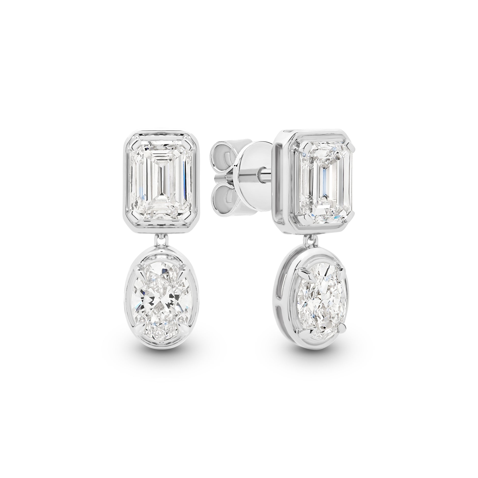 2.4ct Mixed Shape Bezel Stud Earrings Solid 9ct White Gold Lab Grown Diamonds — main view