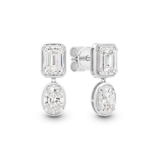 2.4ct Mixed Shape Bezel Stud Earrings Solid 9ct White Gold Lab Grown Diamonds — main view