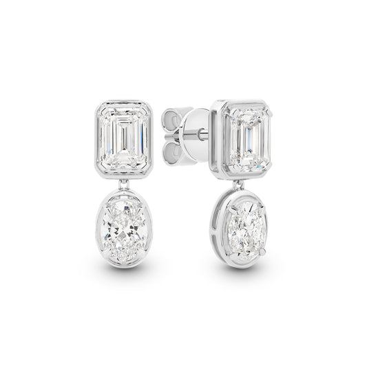 2.4ct Mixed Shape Bezel Stud Earrings Solid 9ct White Gold Lab Grown Diamonds — main view