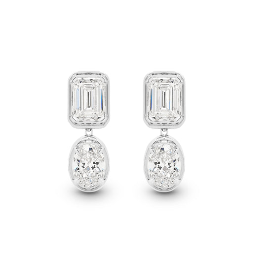 2.4ct Mixed Shape Bezel Stud Earrings Solid 9ct White Gold Lab Grown Diamonds — top view