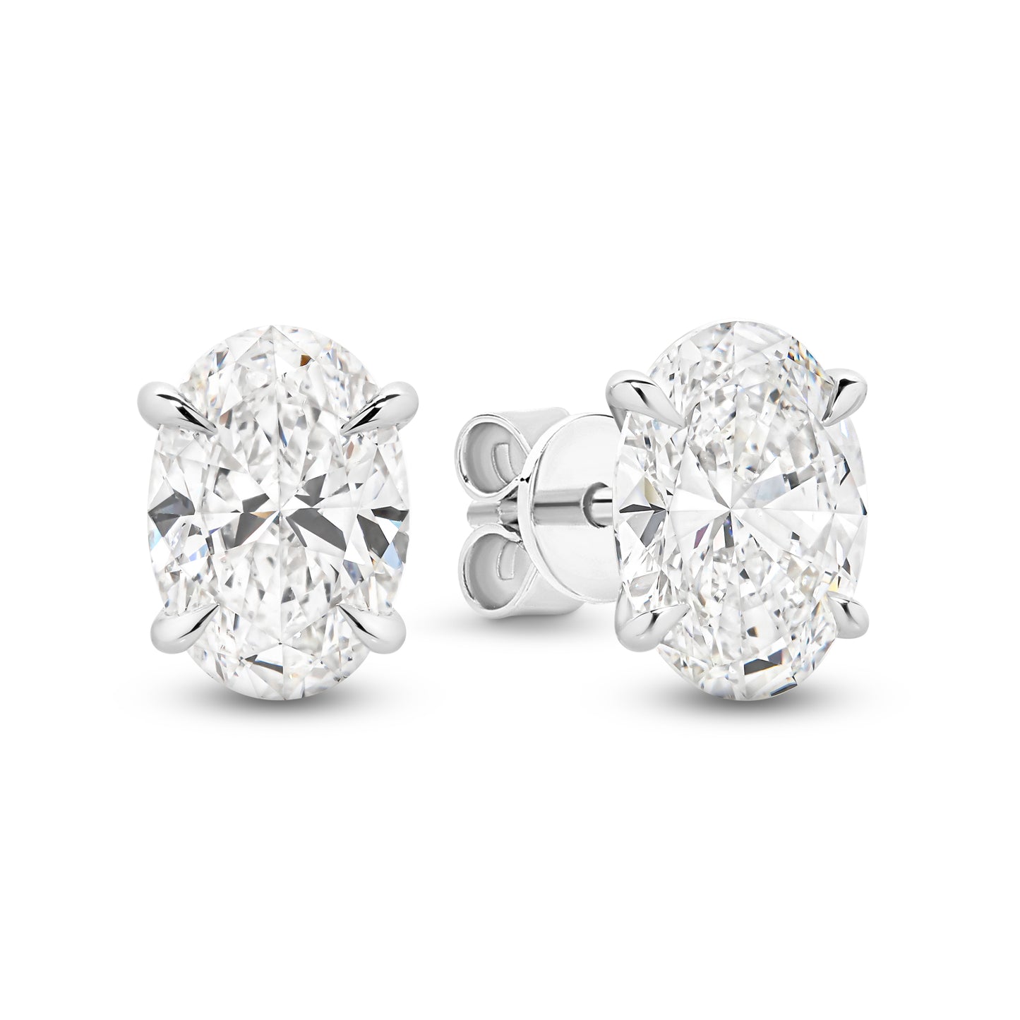 2.8ct Oval Stud Earrings Solid White Gold Lab Grown Diamonds — main view