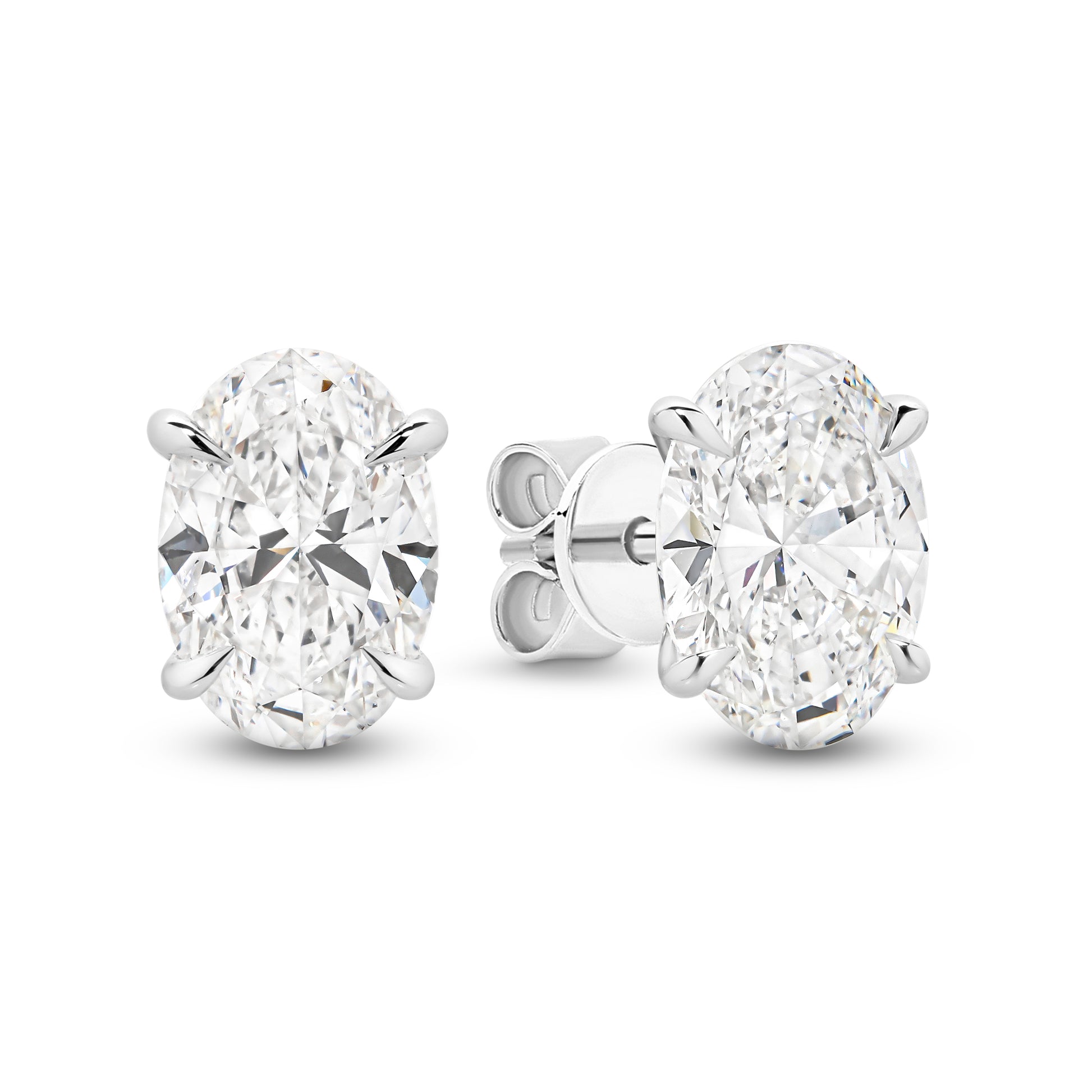 2.8ct Oval Stud Earrings Solid White Gold Lab Grown Diamonds — main view