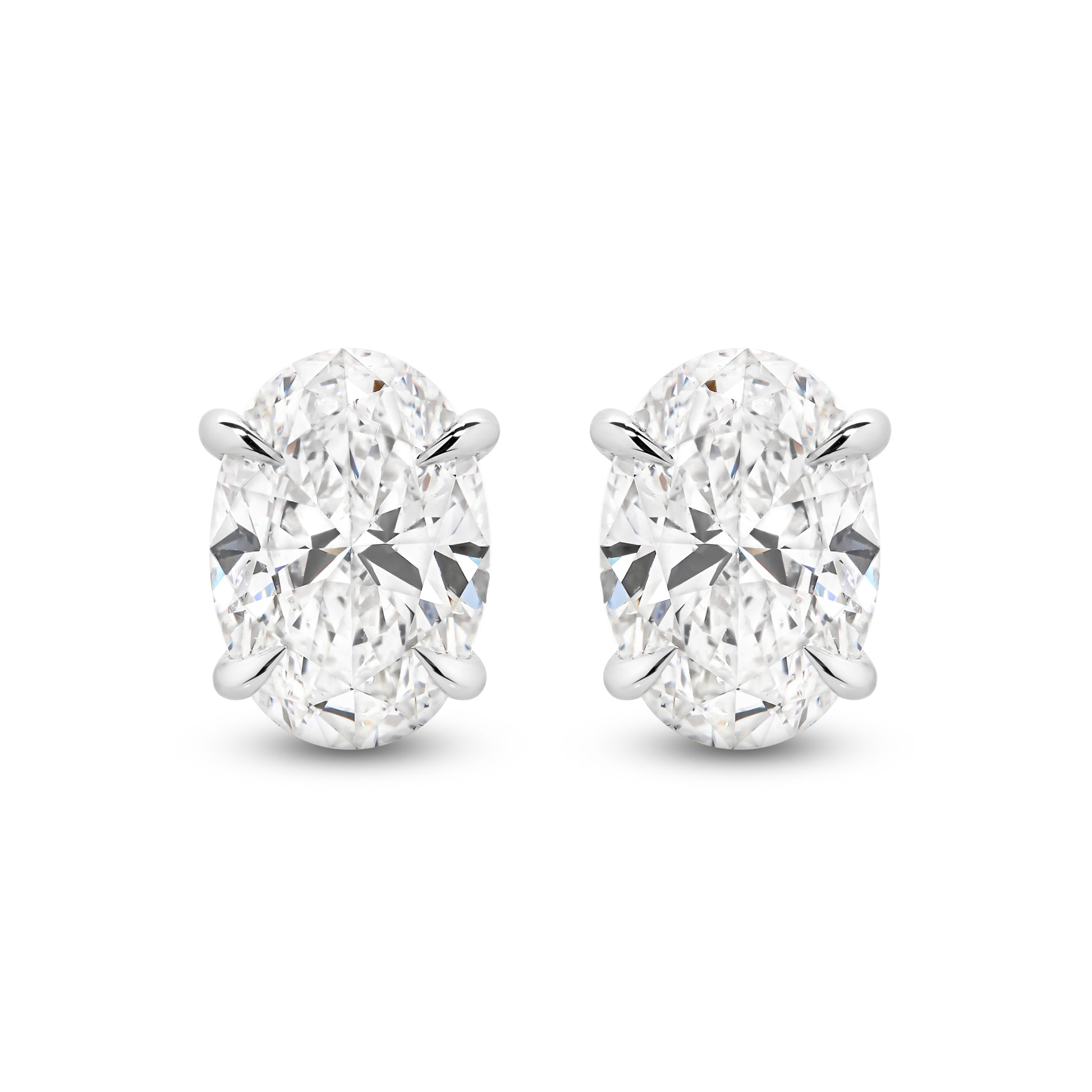 2.8ct Oval Stud Earrings Solid White Gold Lab Grown Diamonds — top view